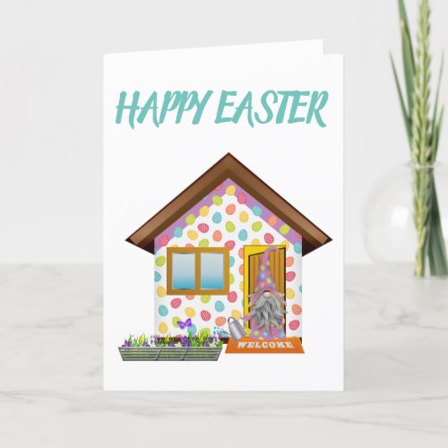 Easter Gnome House Holiday Card