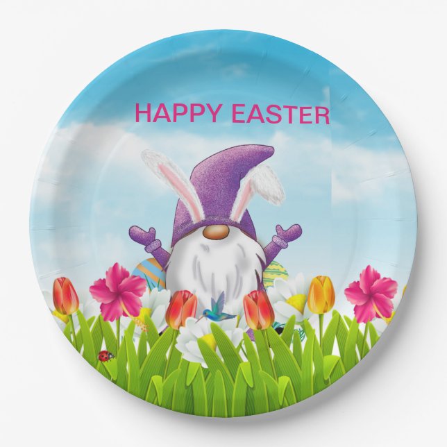 Easter Gnome    Napkins Paper Plates (Front)
