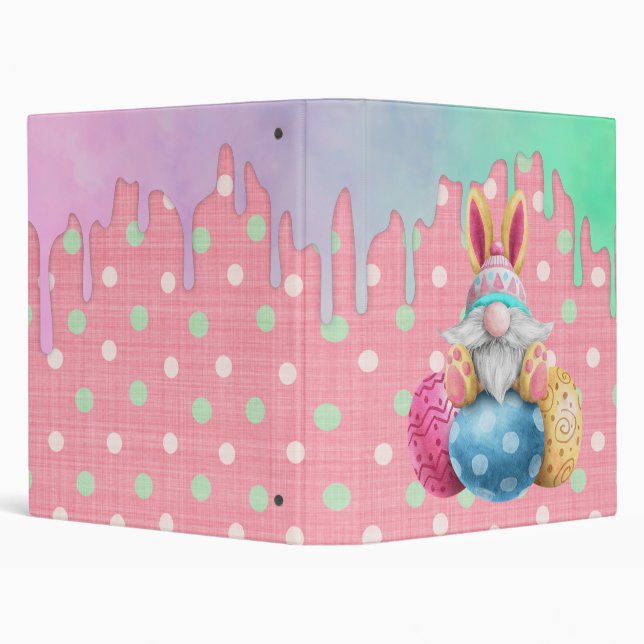 Easter Gnome Polkadot Eggs Icing Drips  3 Ring Binder (Background)