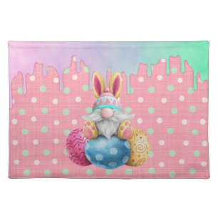 Easter Gnome Polkadot Eggs Icing Drips Cloth Placemat