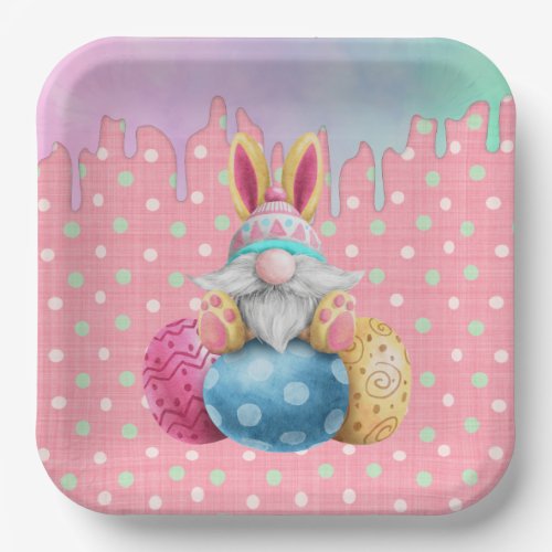 Easter Gnome Polkadot Eggs Icing Drips Paper Plates