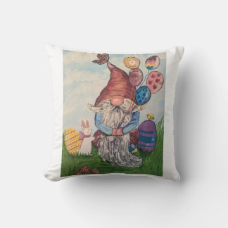 Easter Gnome Throw Pillow