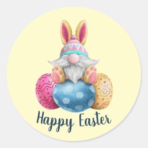 Easter Gnome Watercolor Illustration Classic Round Sticker