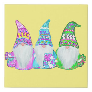 EASTER GNOMES FAUX CANVAS PRINT