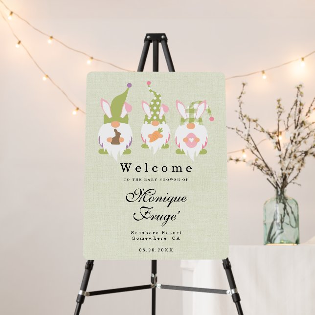 Easter Gnomes Green Baby Shower Foam Board (In Situ (Stand))