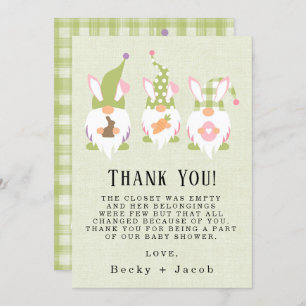 Easter Gnomes Green Baby Shower Thank You Card