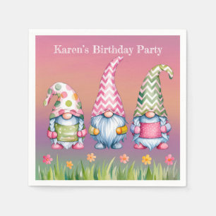 Easter Gnomes in Watercolor Birthday Party Napkins
