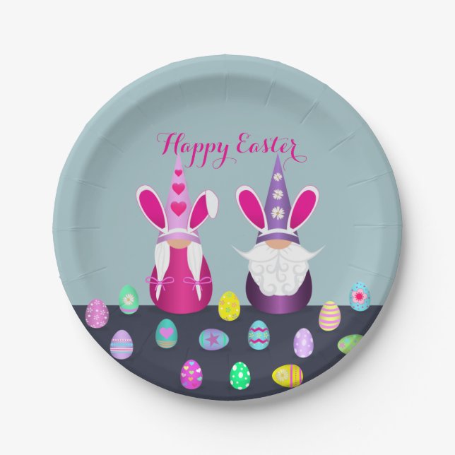 Easter Gnomes Paper Plates (Front)