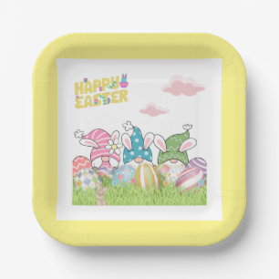 Easter Gnomes with Easter Eggs Party Paper Plates
