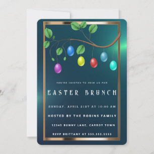 Easter Gold Frame Cute Eggs Invitation
