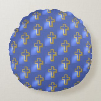 Easter Golden Christian Religious Lit Cross Blue