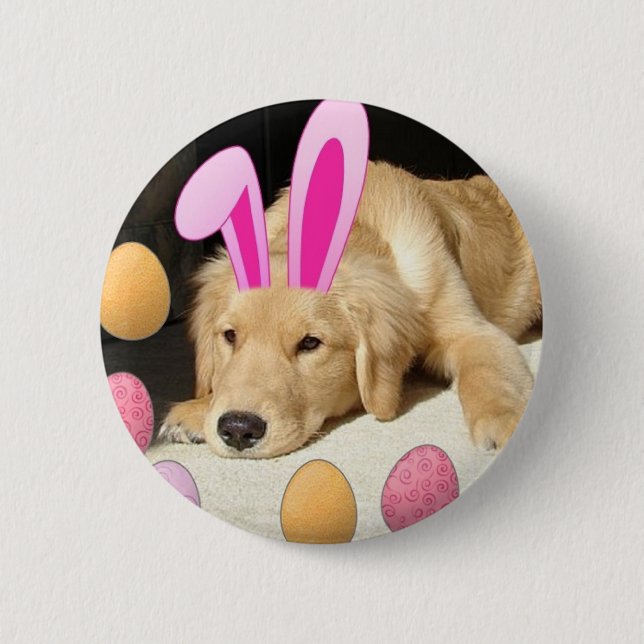 Easter Golden Retriever Button (Front)