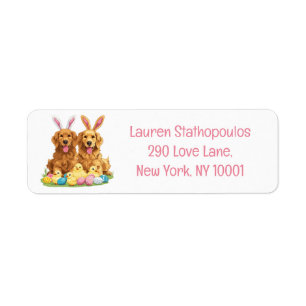 Easter Golden Retriever Dogs Bunny Ears Label