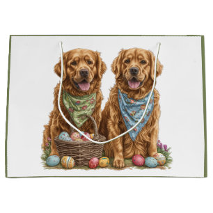 Easter Golden Retriever Dogs Easter Basket Large Gift Bag