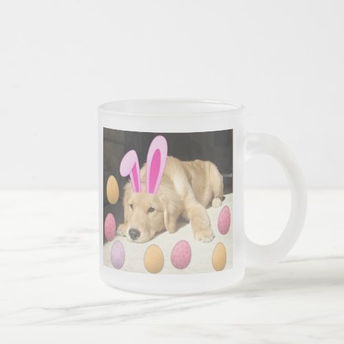 Easter Golden Retriever Frosted Glass Coffee Mug