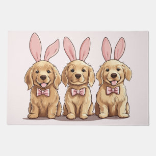 Easter Golden Retriever Puppy Dogs Bunny Ears Doormat