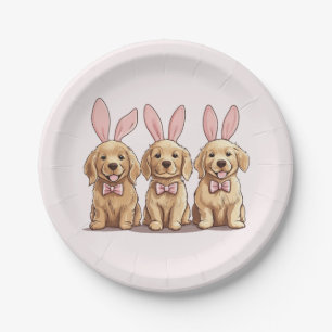 Easter Golden Retriever Puppy Dogs Bunny Ears Paper Plates