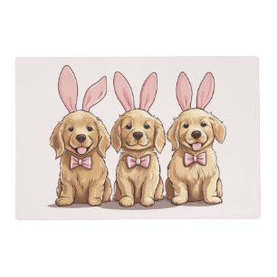 Easter Golden Retriever Puppy Dogs Bunny Ears Placemat