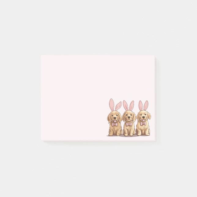 Easter Golden Retriever Puppy Dogs Bunny Ears Post-it Notes (Front)