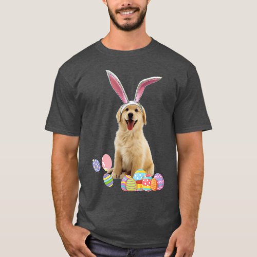 Easter  Golden Retriever Puppy Funny Bunny Ears T_Shirt