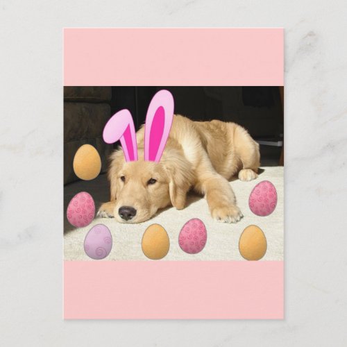 Easter Golden Retriever Puppy Holiday Postcard