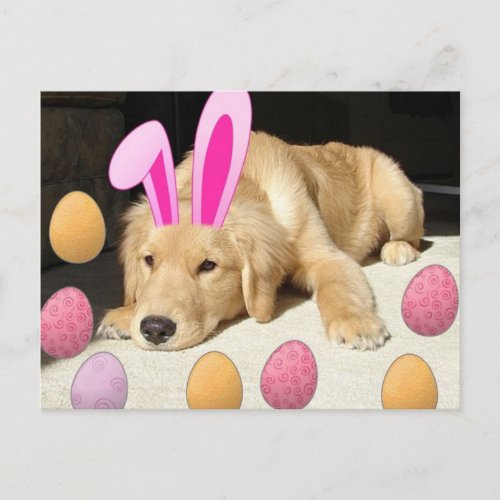 Easter Golden Retriever Puppy Holiday Postcard