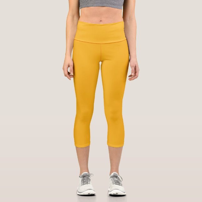 Easter Golden Yellow  Capri Leggings (Front)