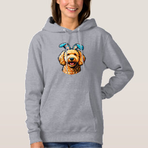 Easter Goldendoodle Dog Wearing Bunny Ears, Easter Hoodie