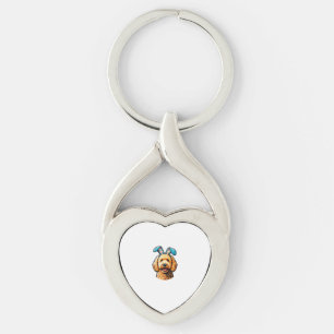 Easter Goldendoodle Dog Wearing Bunny Ears, Easter Keychain