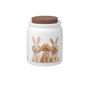 Easter Goldendoodle Dogs Candy Jar
