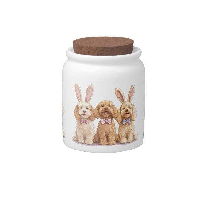 Easter Goldendoodle Dogs Candy Jar (Front)