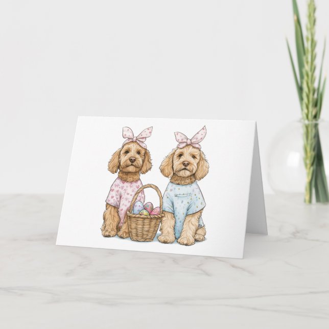 Easter Goldendoodle Dogs Card (Front)