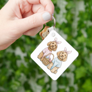 Easter Goldendoodle Dogs Keychain