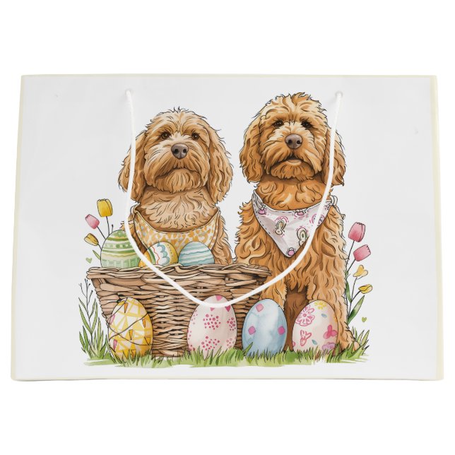Easter Goldendoodle Dogs Large Gift Bag (Front)