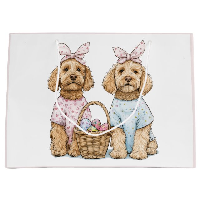 Easter Goldendoodle Dogs Large Gift Bag (Front)
