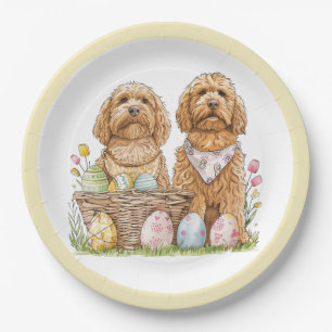 Easter Goldendoodle Dogs Paper Plates