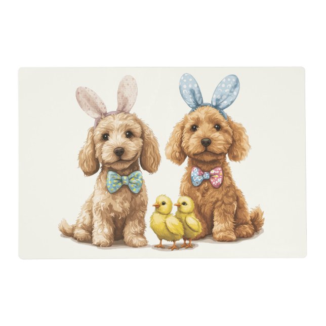 Easter Goldendoodle Dogs Placemat (Front)