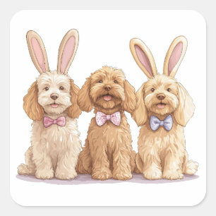 Easter Goldendoodle Dogs Square Sticker