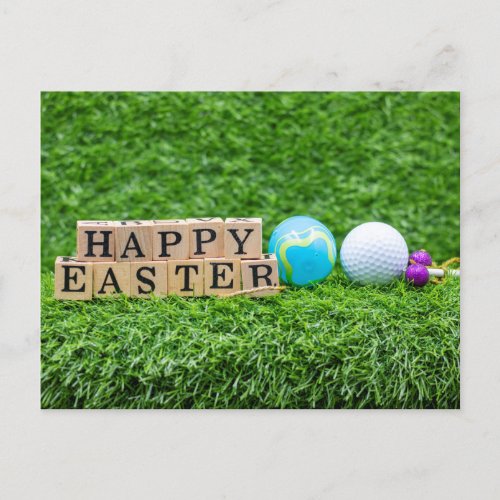  Easter  golf ball and easter eggs for golfer  Holiday Postcard