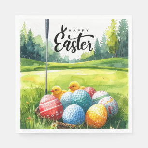 Easter Golf balls and eggs tin golf course Napkins
