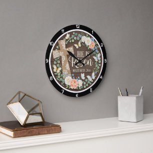 Easter Grace He Is Risen Large Clock