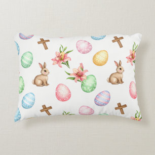 Easter Grace – Seamless Pastel Bunny & Cross Patte Accent Pillow