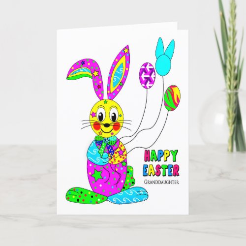 EASTER Granddaughter kaleidoscope Colorful Bunny Holiday Card