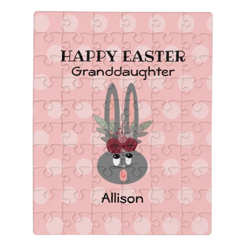 Easter Granddaughter Pink Bunny Personalized Jigsaw Puzzle