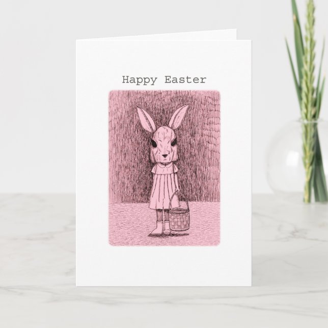 Easter Greeting Bunny Girl Weird Gothic Art Easter Card (Front)