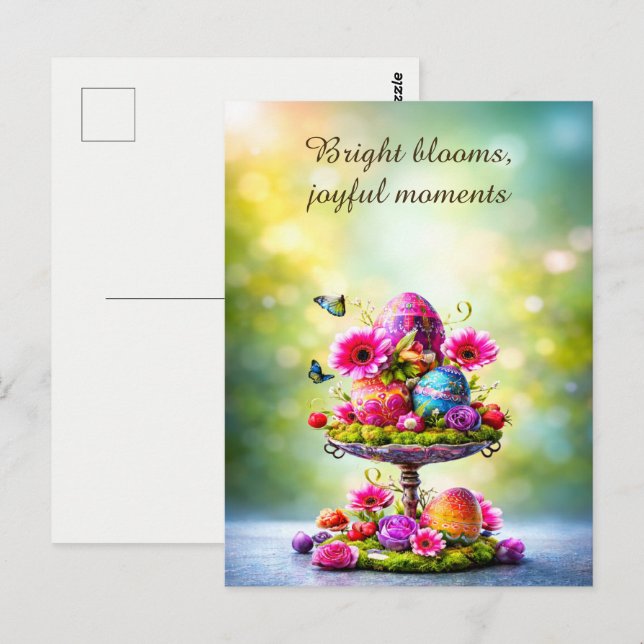 Easter Greeting Card Bright Floral Spring (Front/Back)