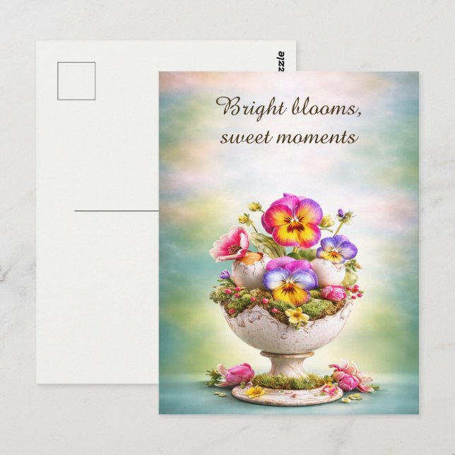 Easter Greeting Card Colorful Floral Spring (Front/Back)