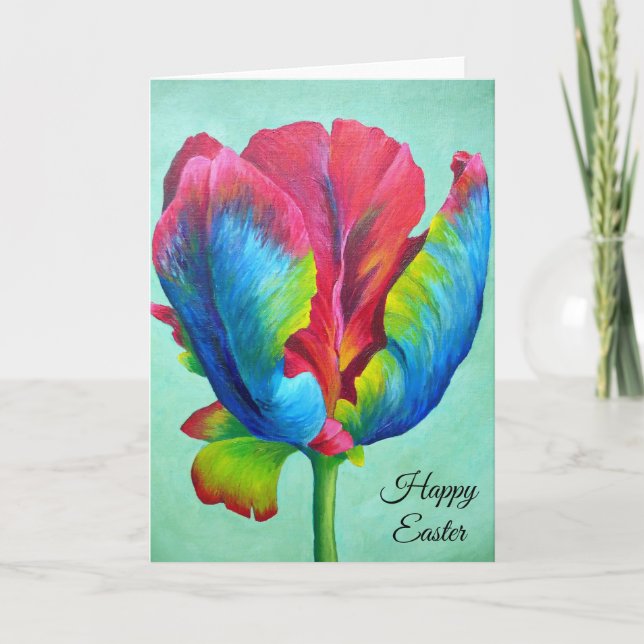 Easter Greeting Card - Rainbow Tulip (Front)