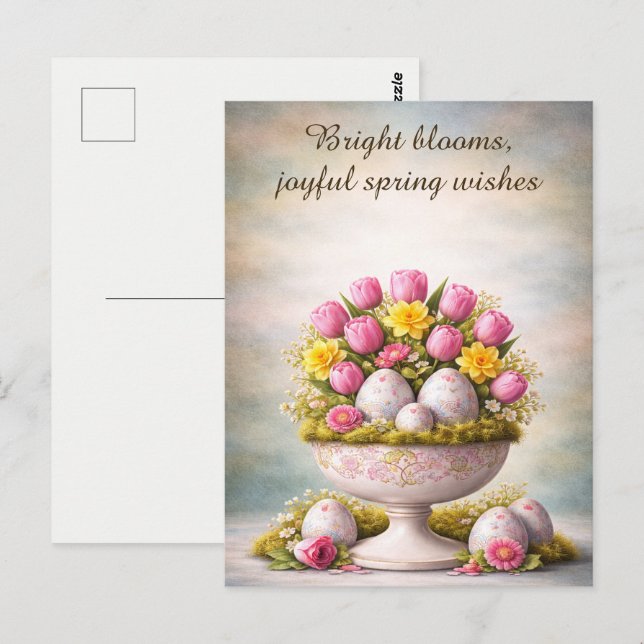 Easter Greeting Card Tulips Floral Spring (Front/Back)