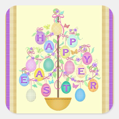 Easter Greeting Egg Tree Sticker